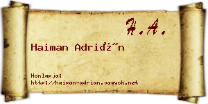 Haiman Adrián névjegykártya