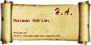 Haiman Adrián névjegykártya